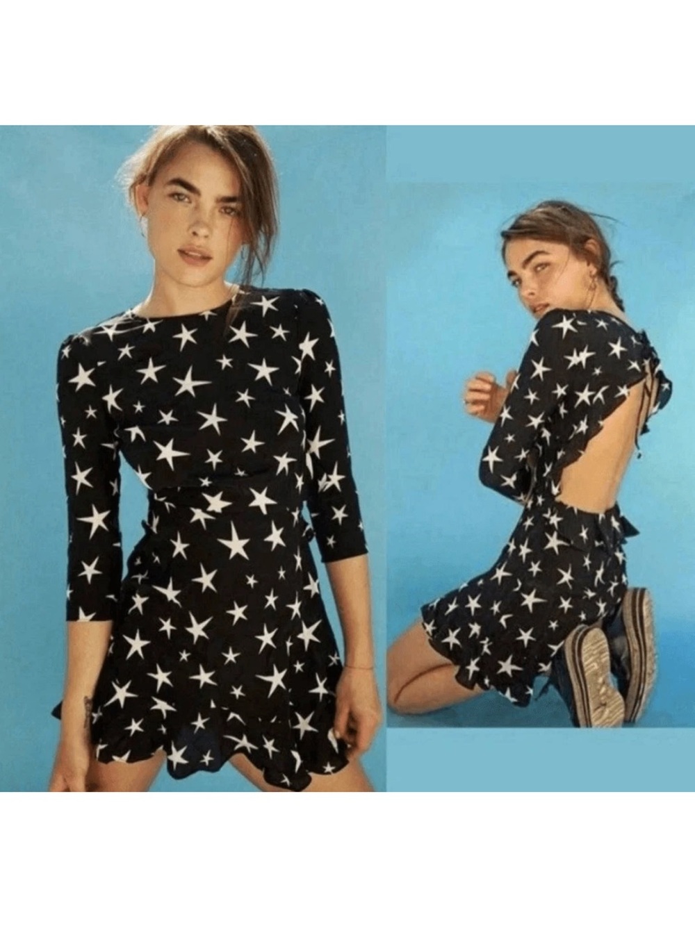 Realisation Par silk Goldie Star Struck Mini Dress 100% Silk Size XS